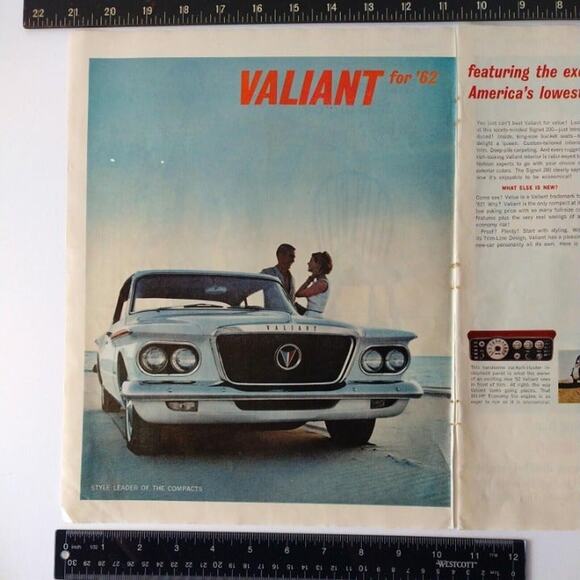 Chrysler Valiant for '62‎ Signet 200 Auto - 2pg 21x13 Vtg 1961 PRINT AD Ephemera - Picture 10 of 12